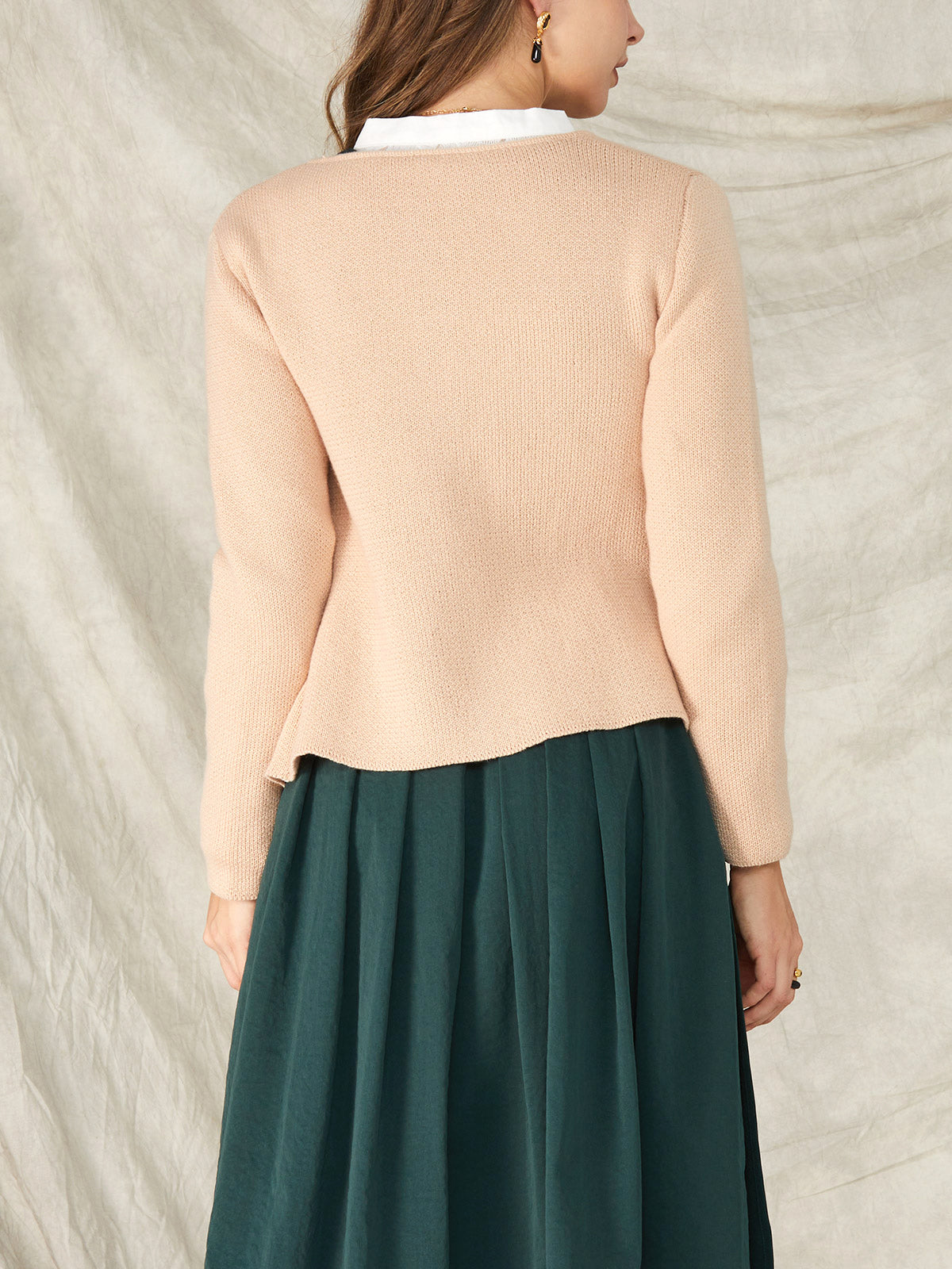 Women's Traditional Sweater Cardigan - MIRA IN CREME